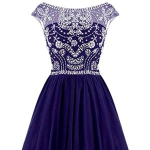 Navy Sequin Chiffon Dress Semi-formal Women 12 NWT